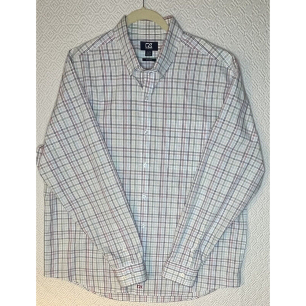 Cutter & Buck Mens Performance Multicolor Plaid Long Sleeve Button Down Shirt XL